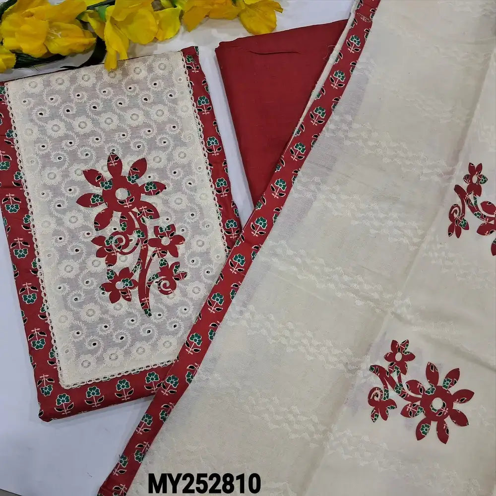 Reddish maroon printed soft cotton salwar material my252810-Neidhal