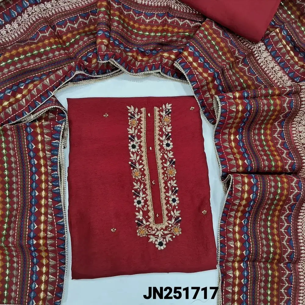 Reddish maroon pure dola silk salwar material jn251717-Neidhal