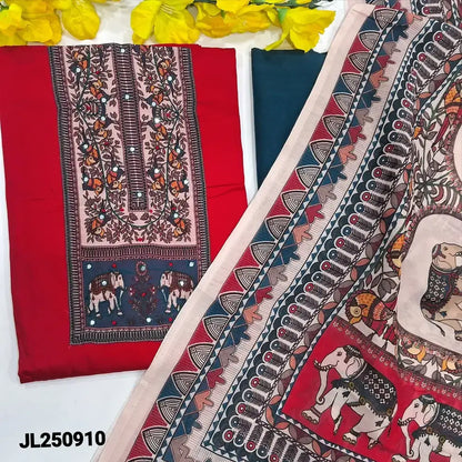 Reddish maroon satin cotton salwar material jl250910-Neidhal