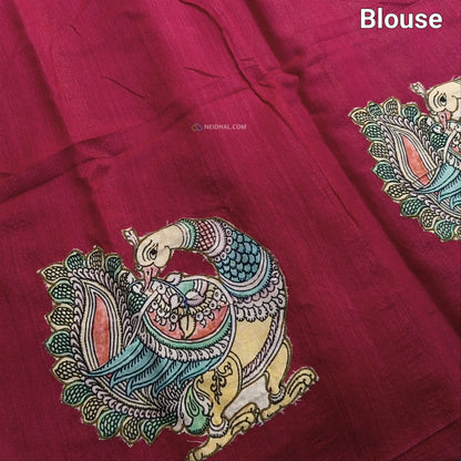 Reddish maroon semi jute silk saree ns35-Neidhal