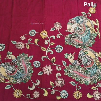 Reddish maroon semi jute silk saree ns35-Neidhal