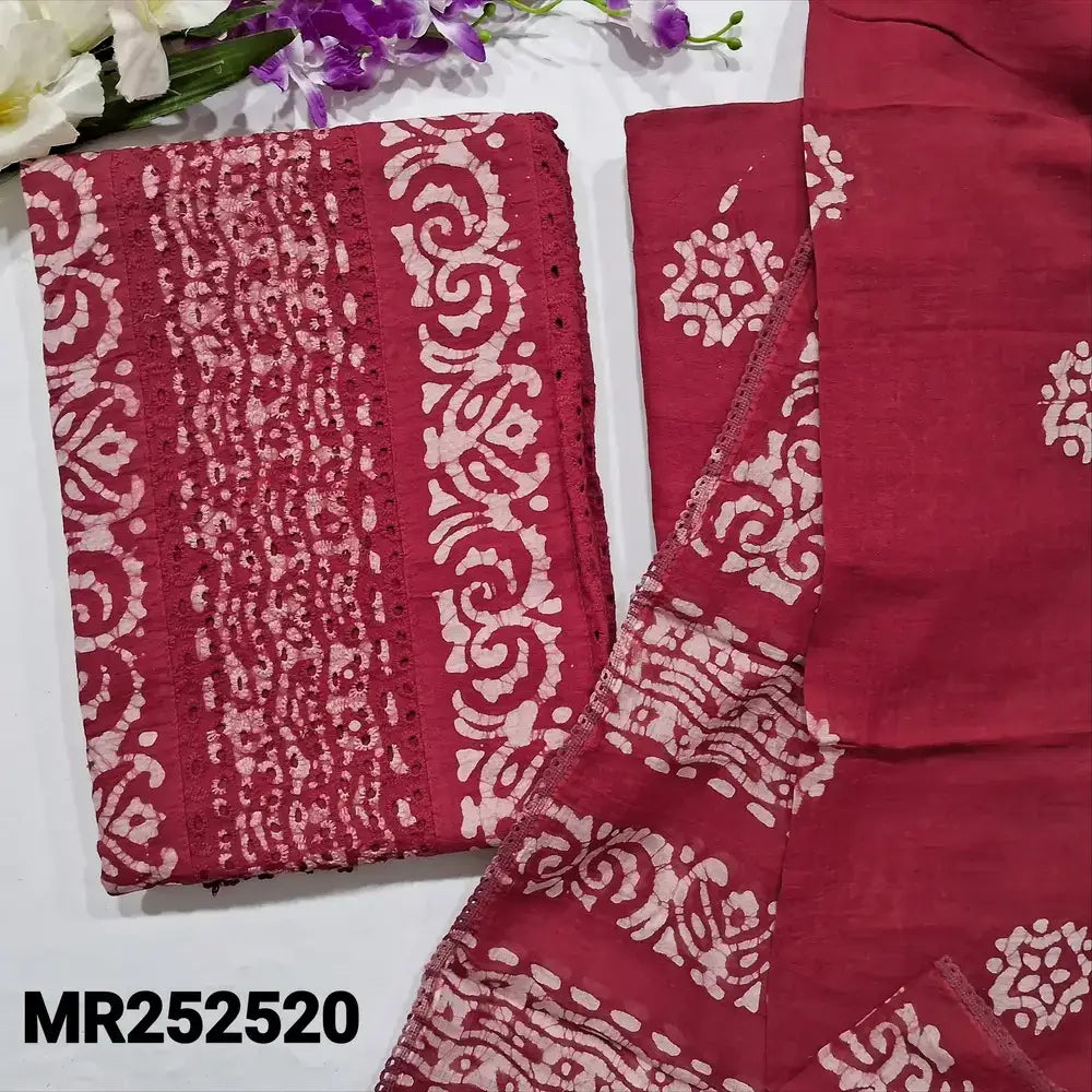 Reddish maroon wax batik cotton salwar material mr252520-Neidhal