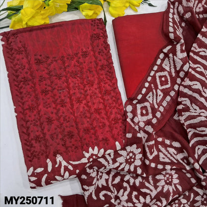 Reddish maroon wax batik jakard cotton salwar material my250711-Neidhal