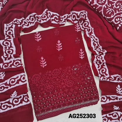 Reddish maroon wax batik pure crepe georgette salwar material ag252303 Neidhal