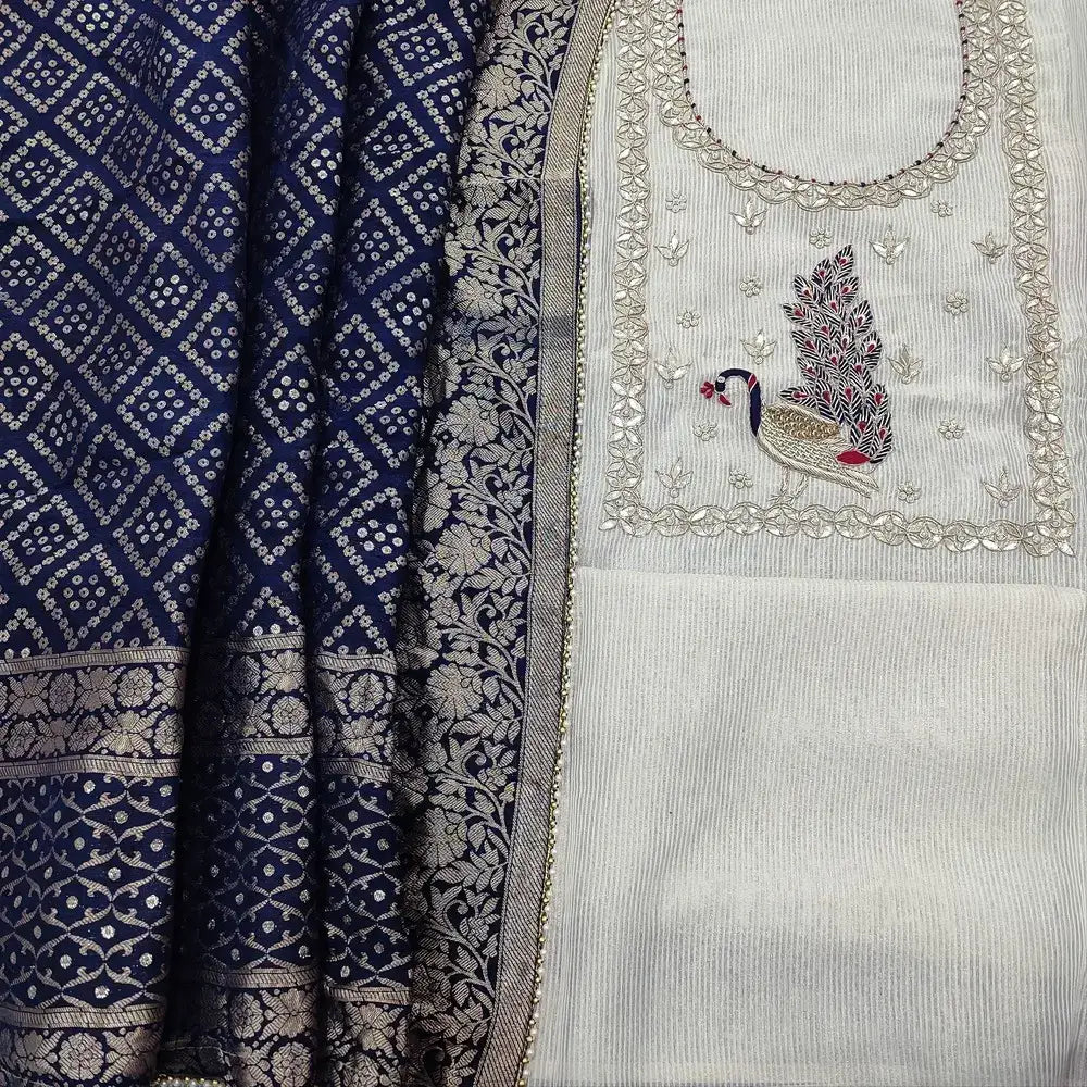 Rich beige soft tissue silk cotton salwar material ap250207-Neidhal