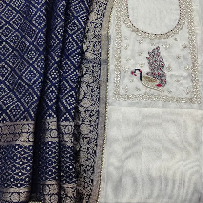 Rich beige soft tissue silk cotton salwar material ap250207-Neidhal