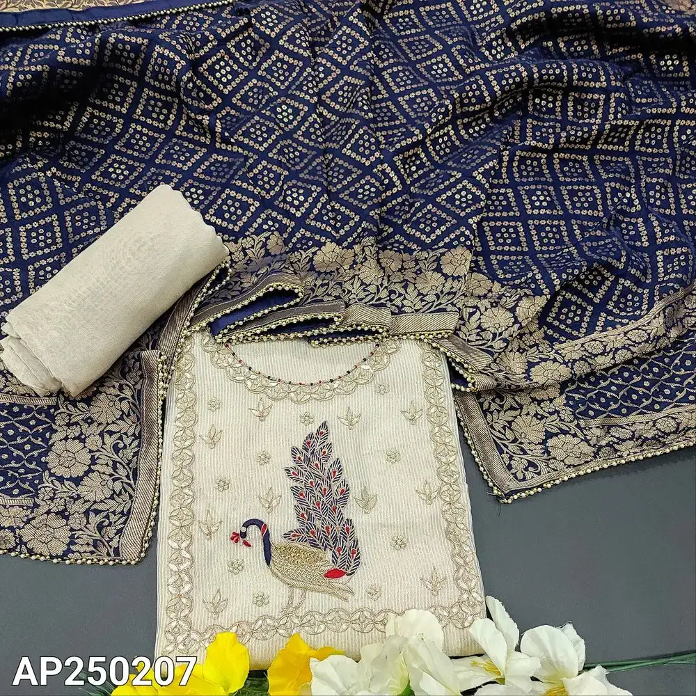 Rich beige soft tissue silk cotton salwar material ap250207-Neidhal