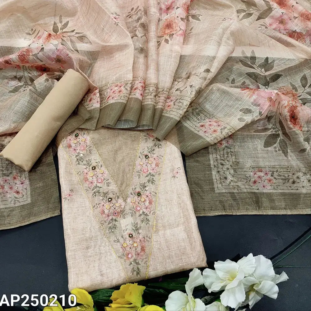 Rich beige tissue silk cotton salwar material ap250210-Neidhal