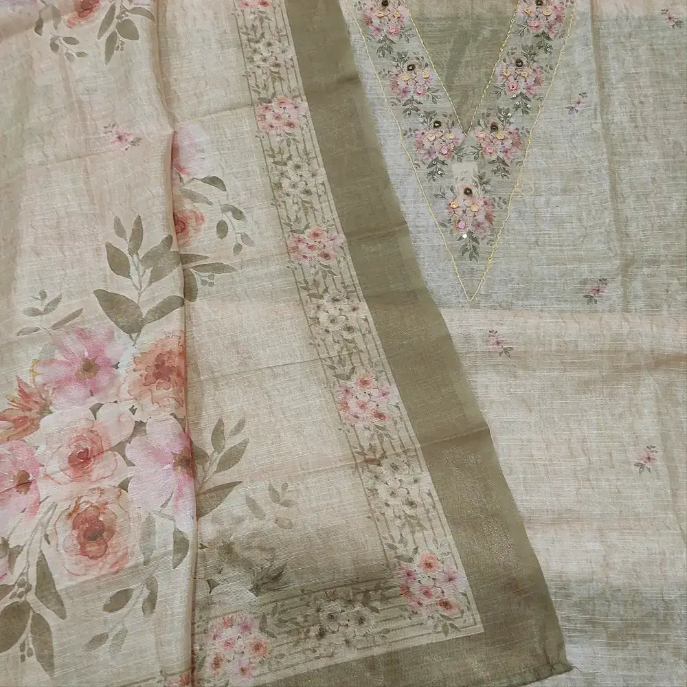 Rich beige tissue silk cotton salwar material ap250210-Neidhal