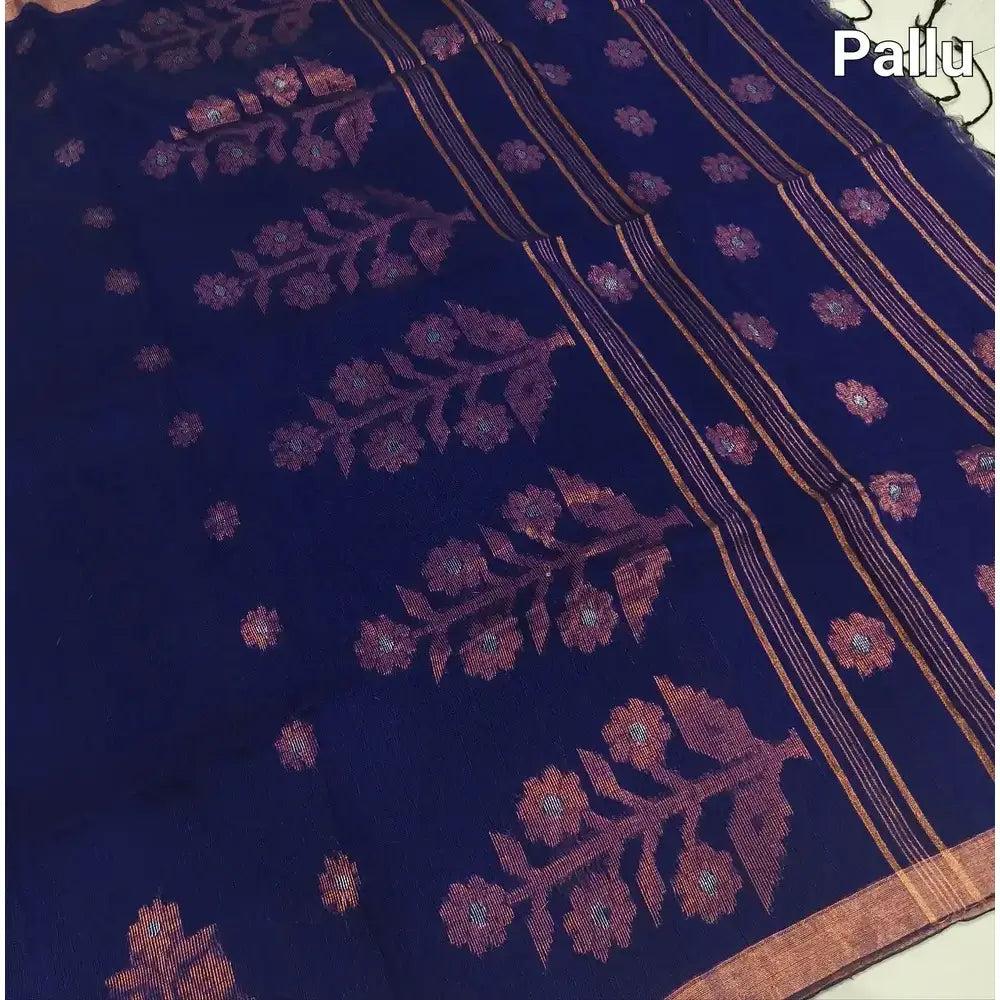 Royal blue linen saree ns112-Neidhal