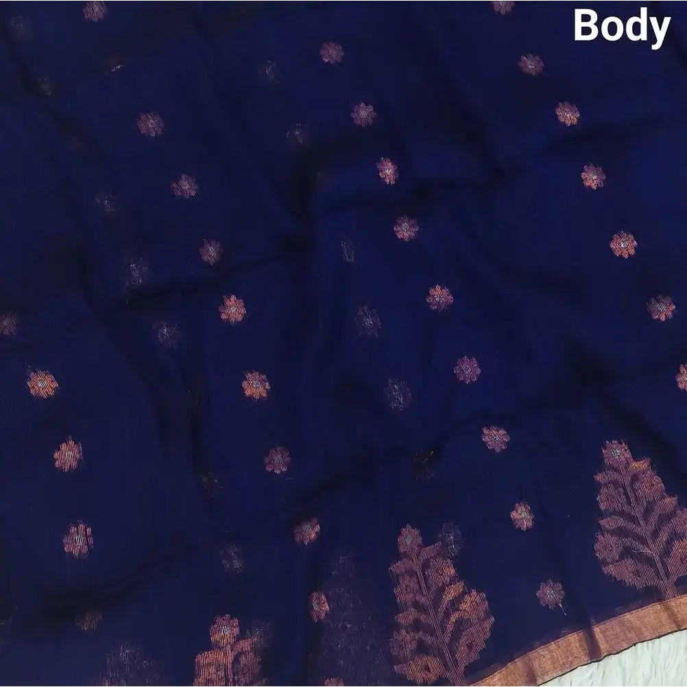 Royal blue linen saree ns112-Neidhal