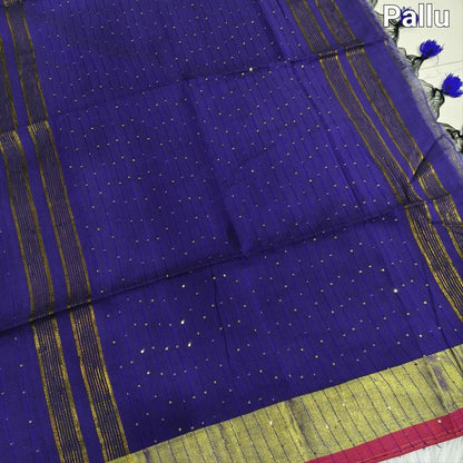 Royal blue pure mul cotton saree ns145-Neidhal