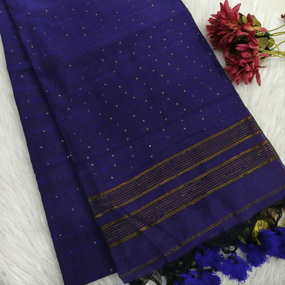 Royal blue pure mul cotton saree ns145-Neidhal