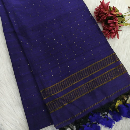 Royal blue pure mul cotton saree ns145-Neidhal
