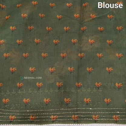 Sage green designer digital printed soft silk cotton saree ns53-Neidhal