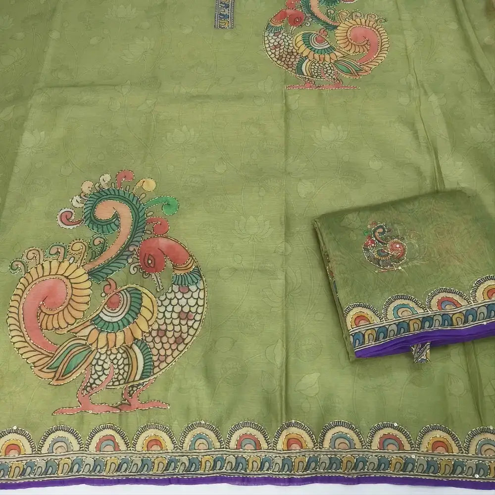Sage green digital printed silk cotton salwar material my251201-Neidhal