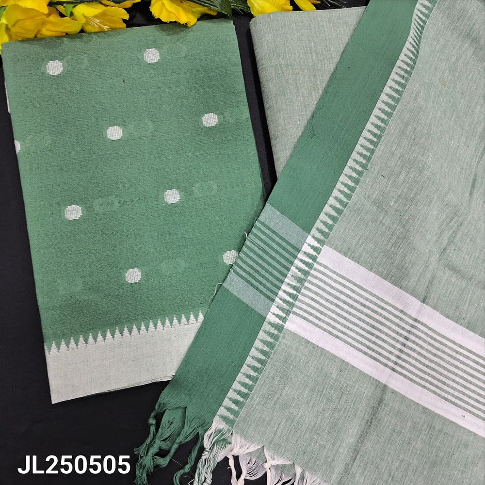Sage green premium south handloom cotton salwar material jl250505-Neidhal