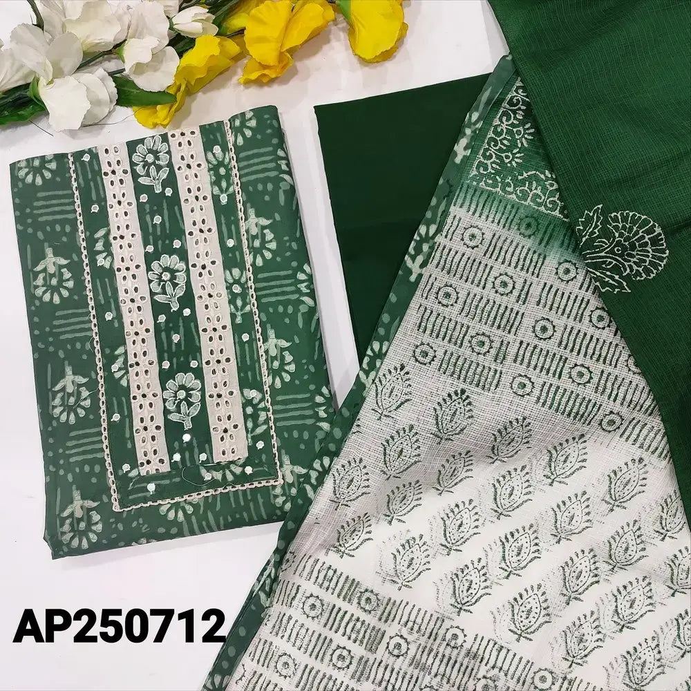Sage green printed cotton salwar material ap250712-Neidhal