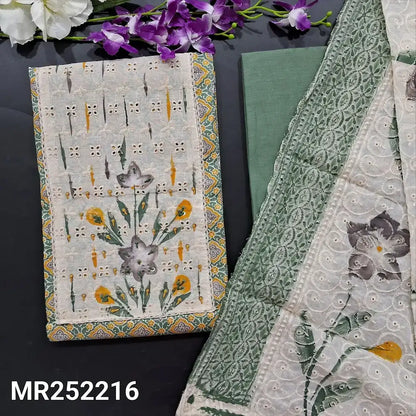 Sage green printed cotton salwar material mr252216-Neidhal