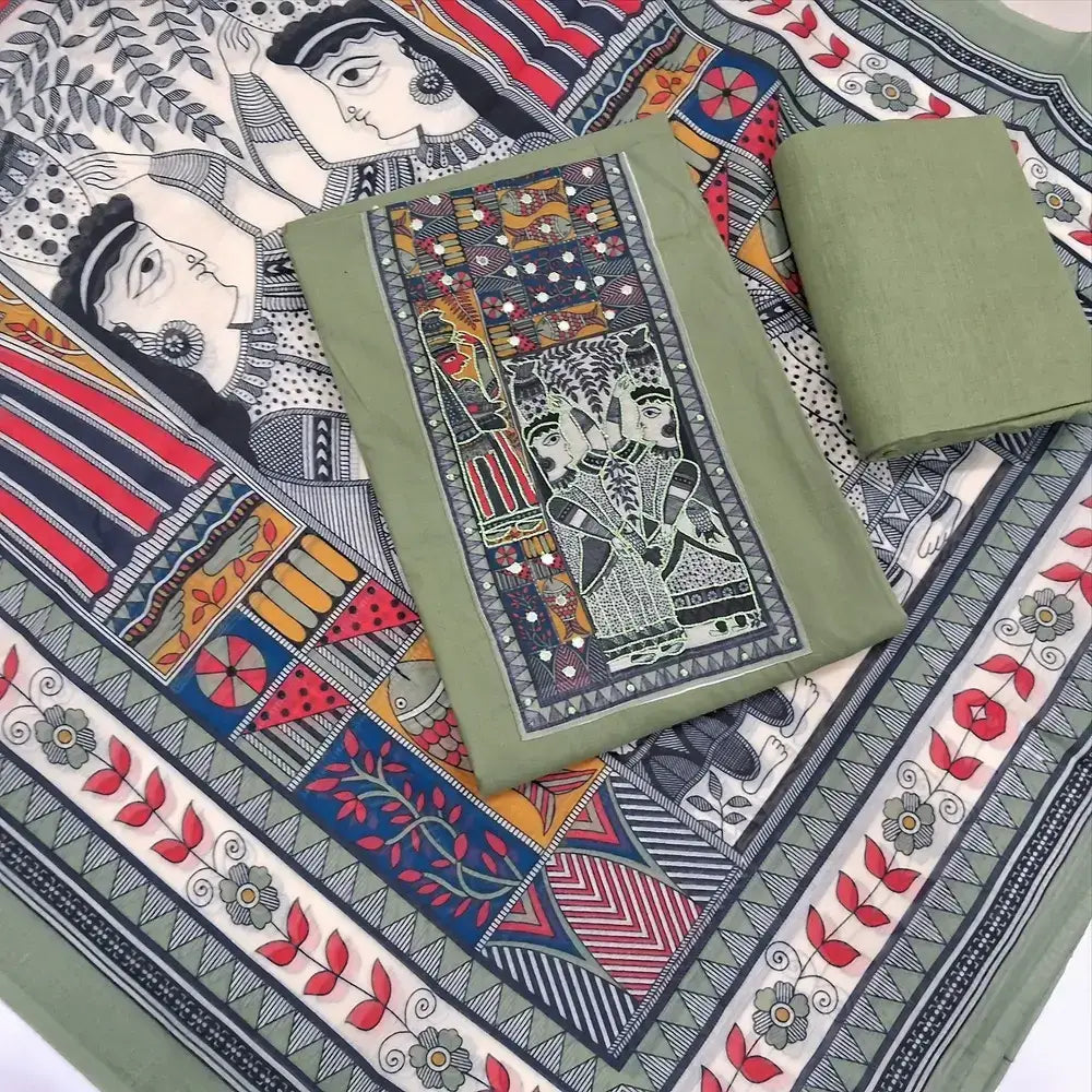 Sage green pure cotton salwar material jn251408-Neidhal