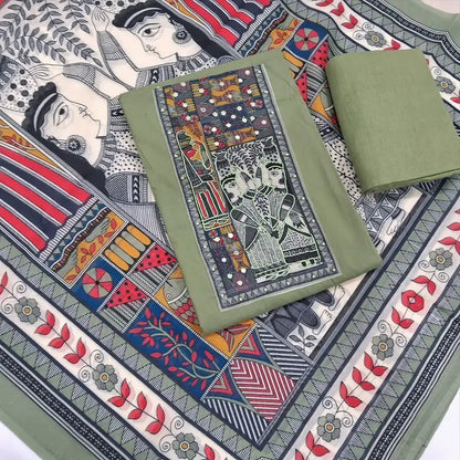 Sage green pure cotton salwar material jn251408-Neidhal