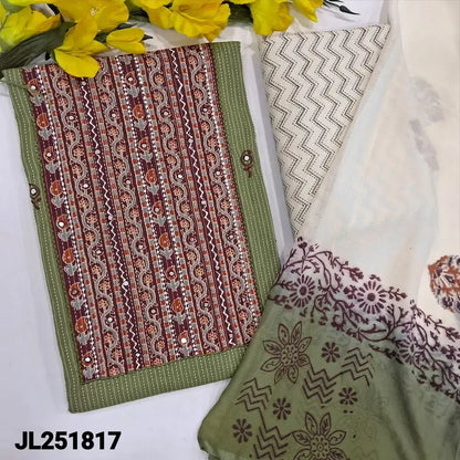 Sage green pure kantha cotton salwar material jl251817-Neidhal