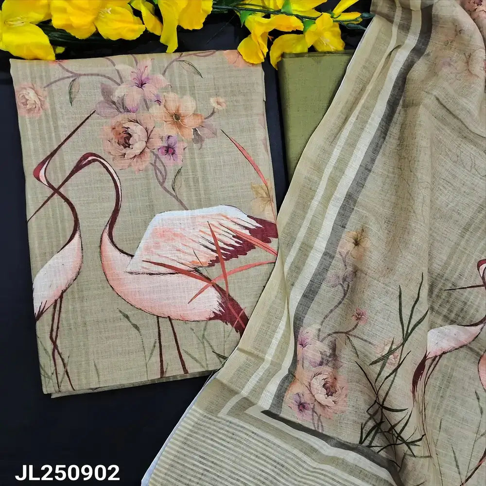 Sage green semi linen salwar material jl250902-Neidhal