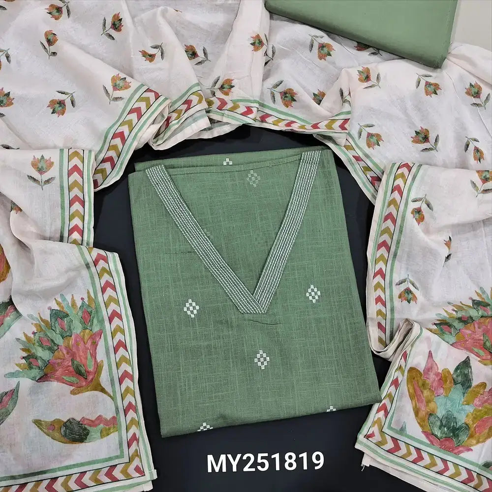 Sage green slub cotton salwar material my251819-Neidhal