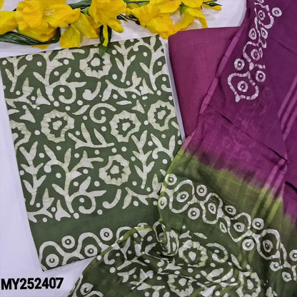 Sage green wax batik dyed soft cotton salwar material my252407-Neidhal