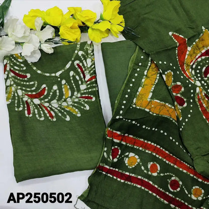 Sage green wax batik modal cotton salwar material ap250502-Neidhal