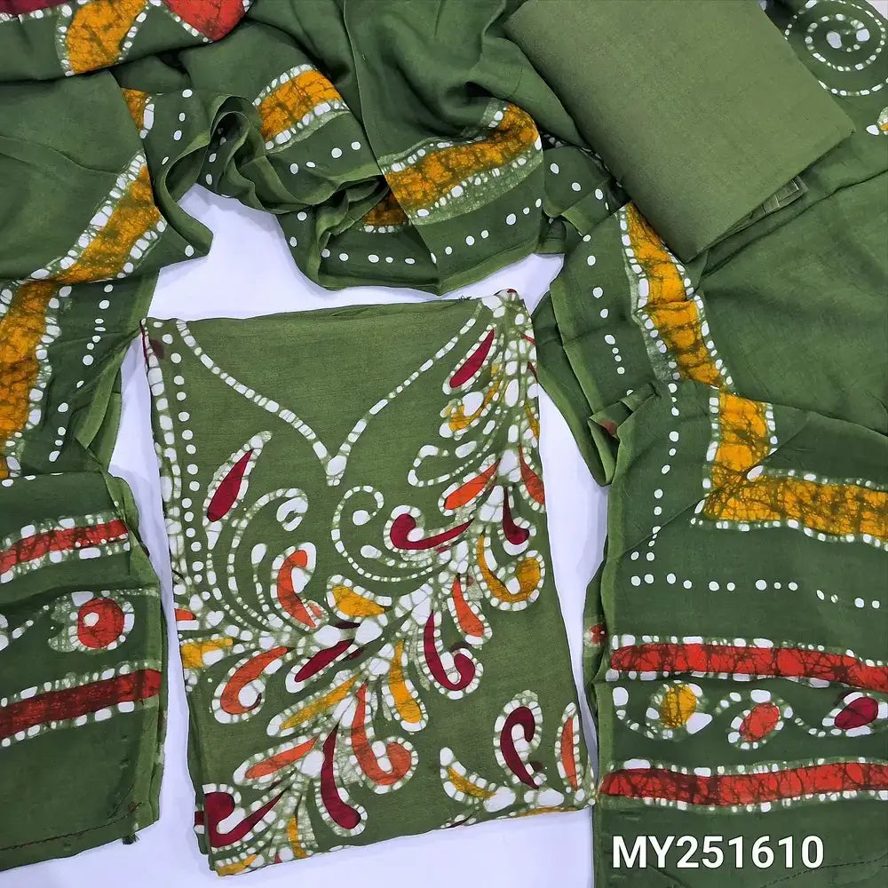 Sage green wax batik modal cotton salwar material my251610-Neidhal