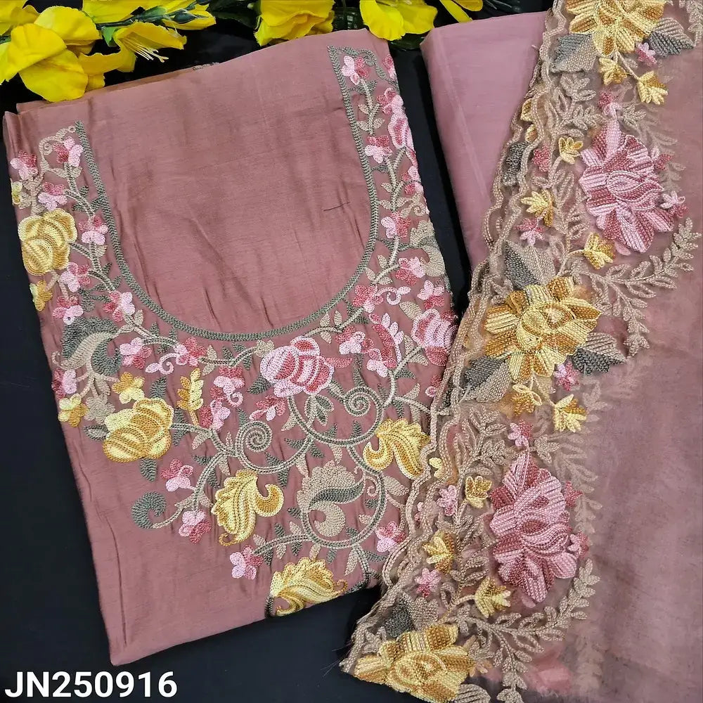 Salmon pink fancy silk cotton salwar material jn250916-Neidhal