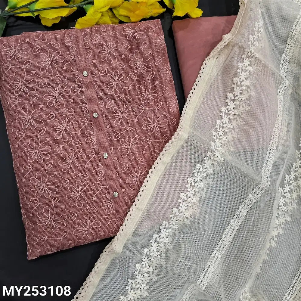 Salmon pink self embroidered super net salwar material my253108-Neidhal