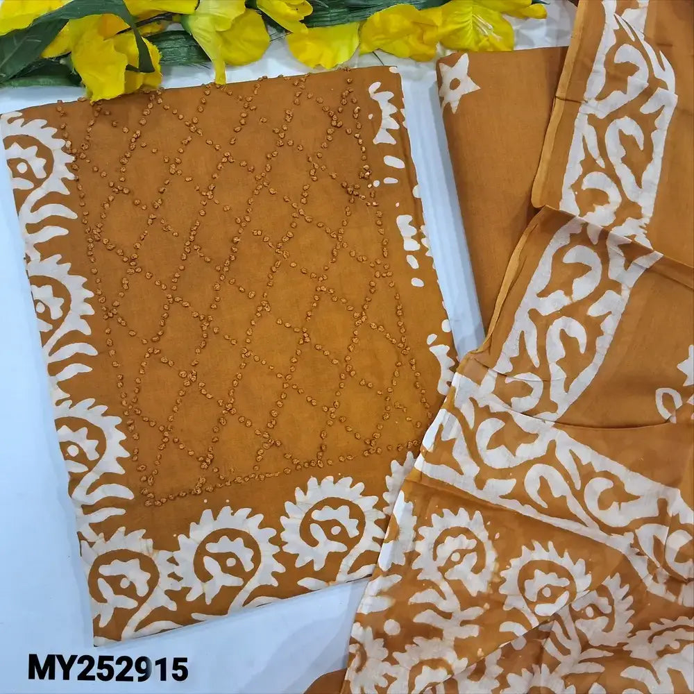 Sand brown wax batik cotton salwar material my252915-Neidhal