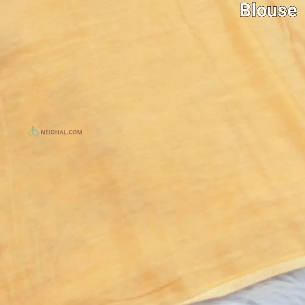 CODE NS17: Sandal yellow pure soft mul cotton saree(soft& light weight very thin) heavy hand embroidered all over rich