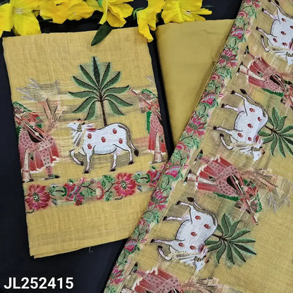 Sandal yellow silk cotton salwar material jl252415-Neidhal