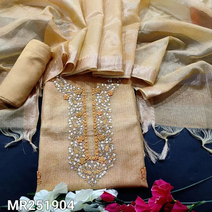 Sandal yellow tissue kota silk cotton salwar material mr251904-Neidhal