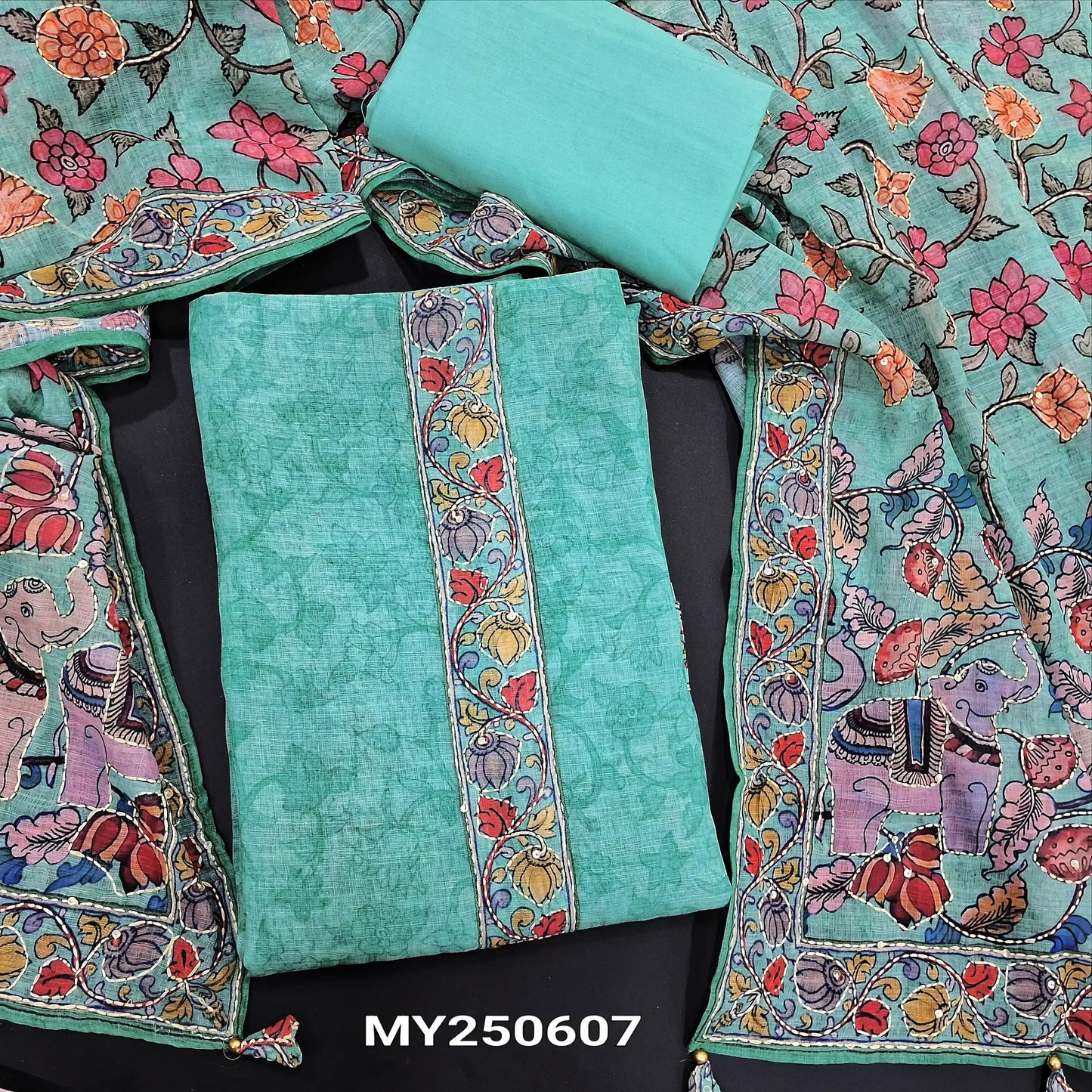 Sea green digital printed linen salwar material my250607-Neidhal