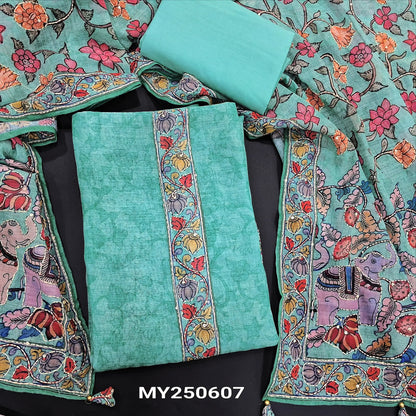Sea green digital printed linen salwar material my250607-Neidhal