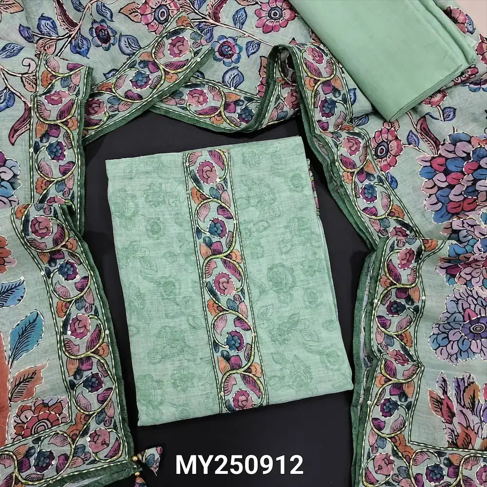 Sea green digital printed linen salwar material my250912-Neidhal