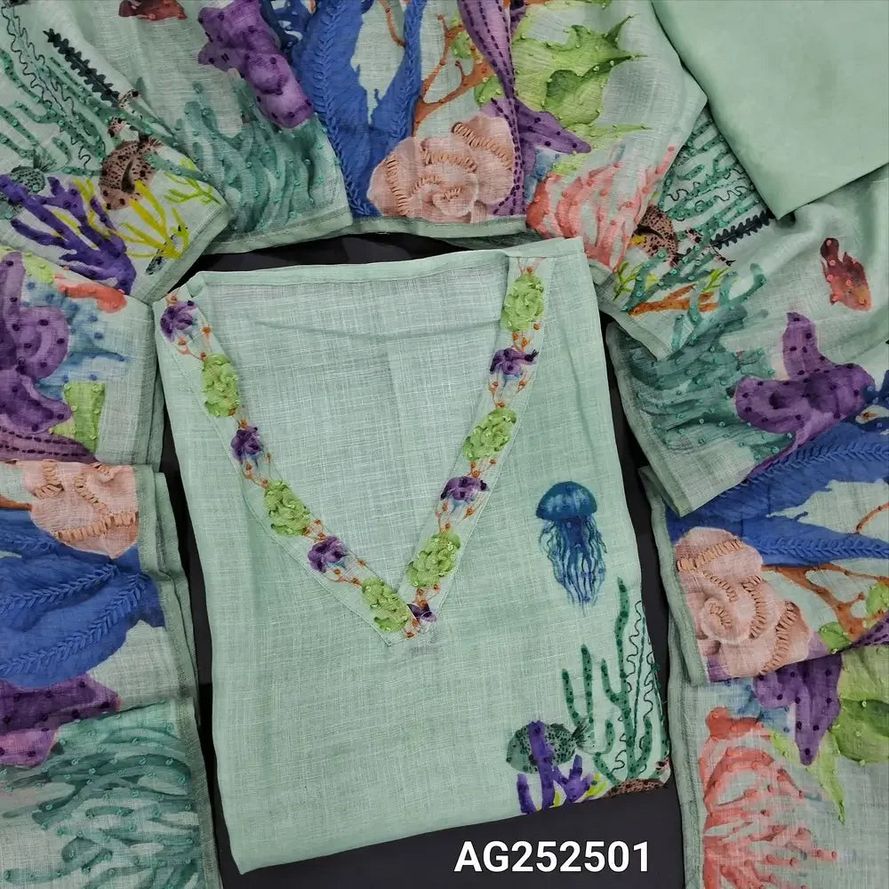 Sea green digital printed premium linen salwar material ag252501 Neidhal