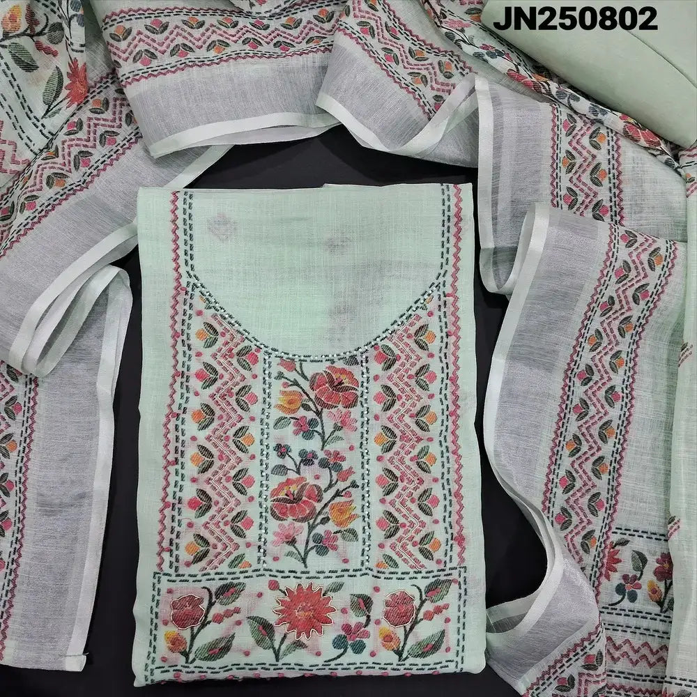 Sea green digital printed semi linen salwar material jn250802-Neidhal