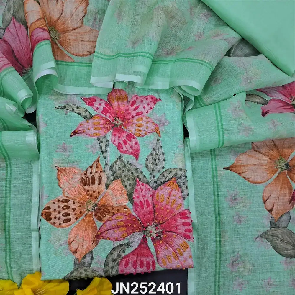 Sea green digital printed semi linen salwar material jn252401-Neidhal