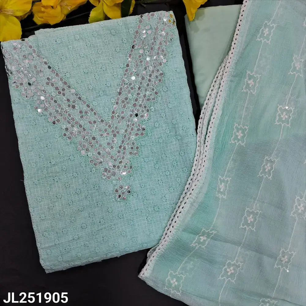 Sea green fancy kota silk cotton salwar material jl251905-Neidhal