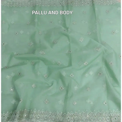 Sea green fancy organza saree ns210-Neidhal