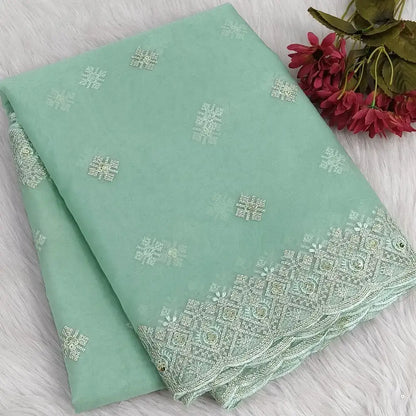 Sea green fancy organza saree ns210-Neidhal