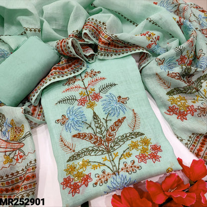 Sea green linen salwar material mr252901-Neidhal