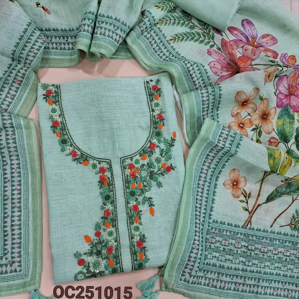 Sea green premium linen salwar material OC251015-Neidhal