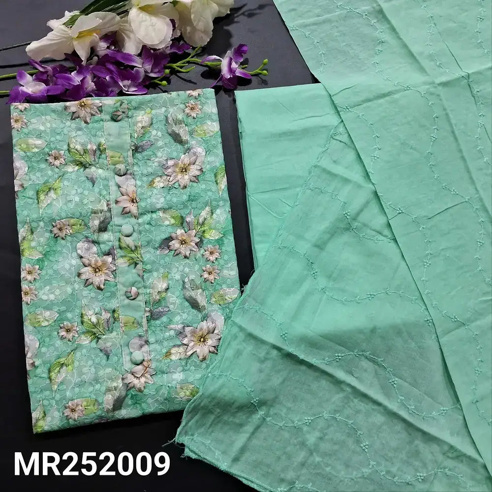 Sea green printed glazed cotton salwar material mr252009-Neidhal