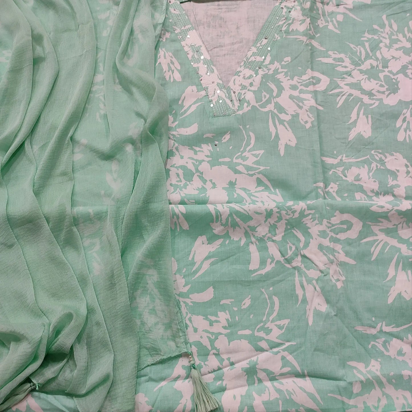 Sea green printed pure cotton salwar material mr252916-Neidhal
